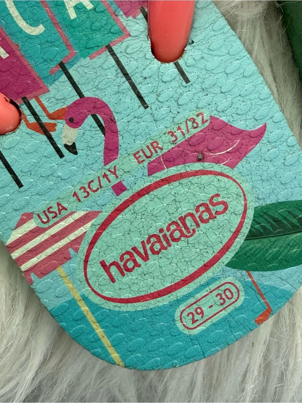 Havaianas Kids Minnie Mouse Flamingo Flip Flops - Coral Pink & Teal